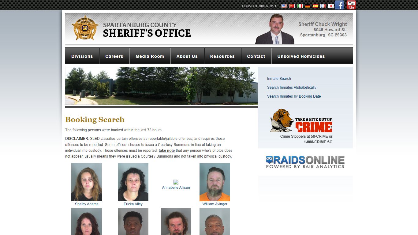 Booking Search : Spartanburg Sheriff