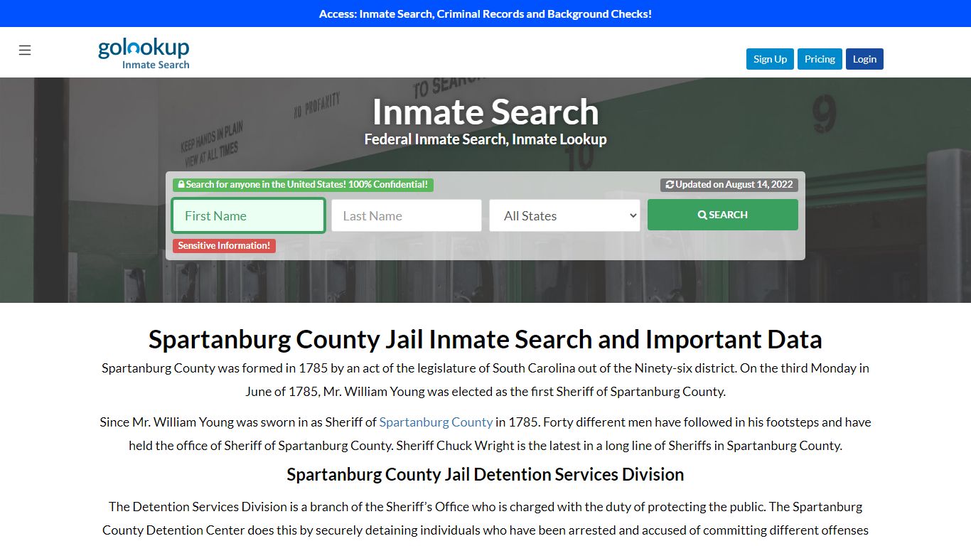 Spartanburg County Jail, Spartanburg County Jail Inmate Search