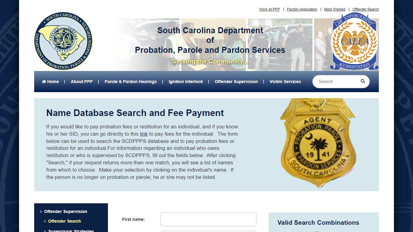 Offender Search | SCDPPPS